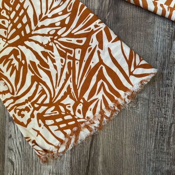 Patrons Of Peace Mustard & White Tropical Print Wide Leg Cropped Pants Sz Small - Picture 7 of 13